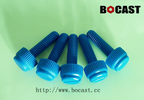 Blue Slotted Knurled Thumb Screws